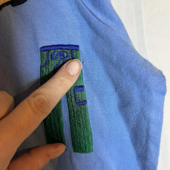 Michael Simon Lite Cardigan W L Blue Button Front Embroidered Clothes Shoes - Picture 5 of 8